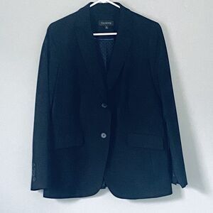 Talbots Blazer Size 8 Black Wool Blend 2 Button Minimalist Business Career NEW